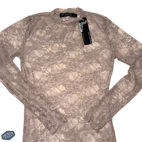 Lucky & Blessed Taupe Long Sleeve Lace Mini Dress S/M/L - Western Chic NEW - Picture 4 of 9